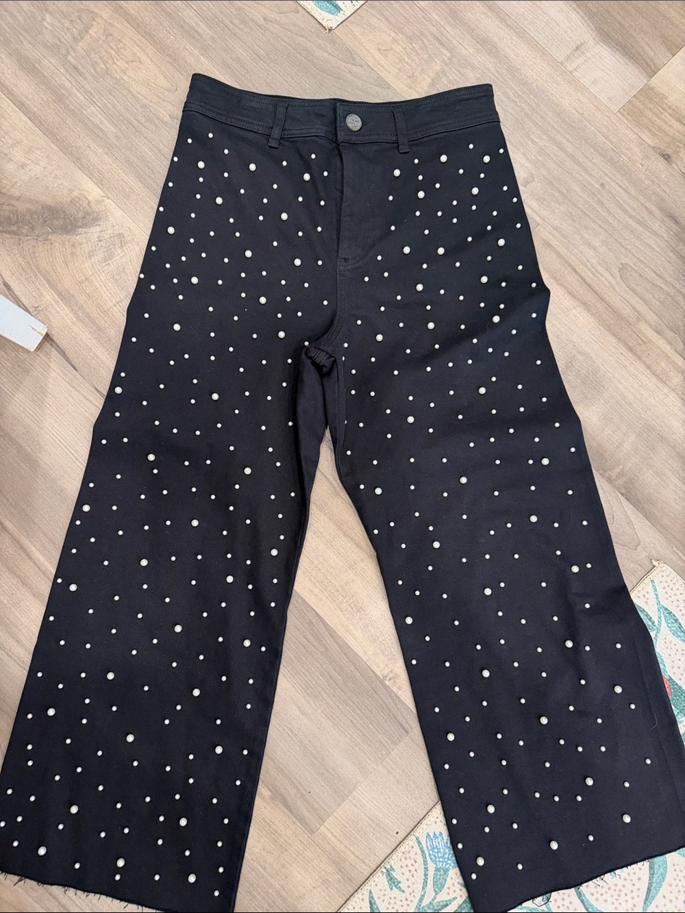 ANTONIO MELANI Black Jeans with Pearl Studs
